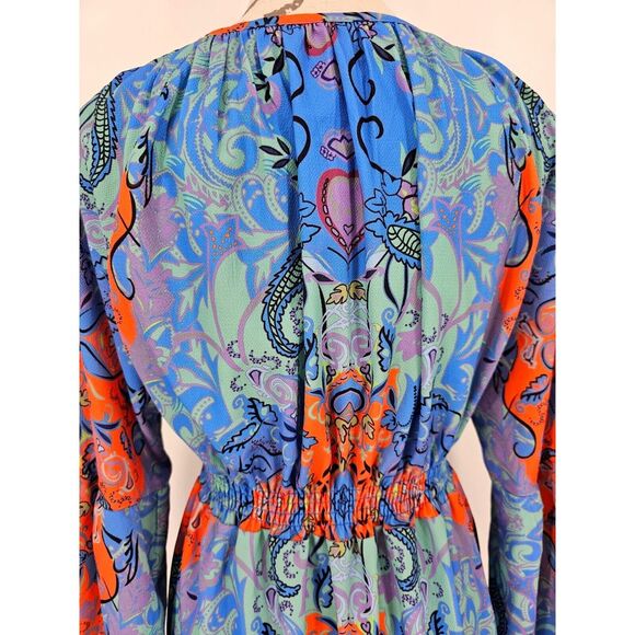 Bohemian Smocked Waist Bell Sleeves Dress Large - Picture 8 of 12